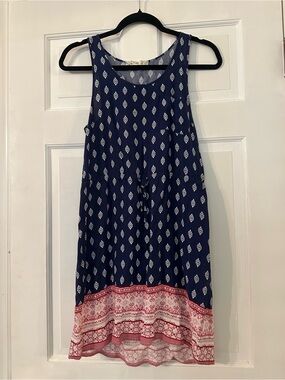 Pink Republic Navy & White Sleeveless Midi Dress with Red Border